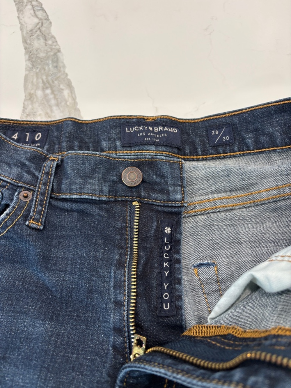 Lucky Brand unisex 410 Slim Jeans - Dark Blue Wash - Picture 2 of 5